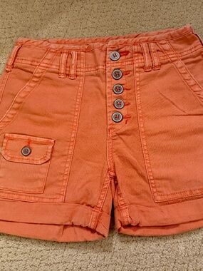 Anthropologie- Pilcro - Tangerine Orange, Button fly, Cuffed Shorts Size 25